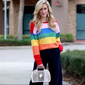 Honey Punch Knit Rainbow Sweater 